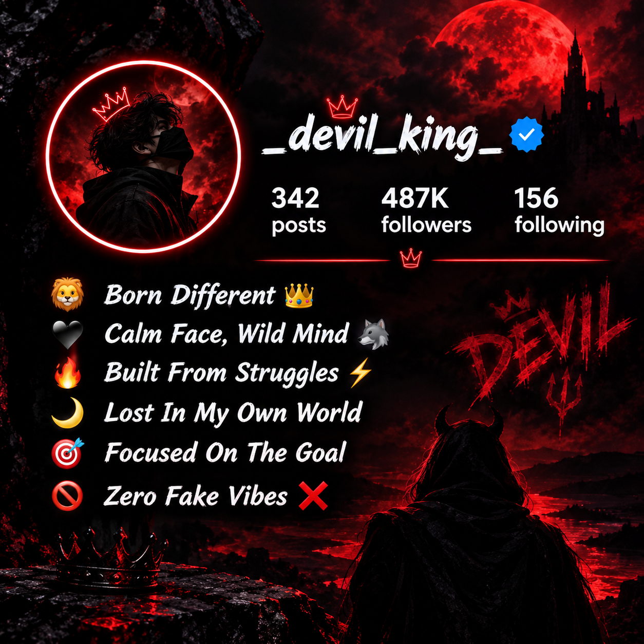 Devil bio for instagram for boy