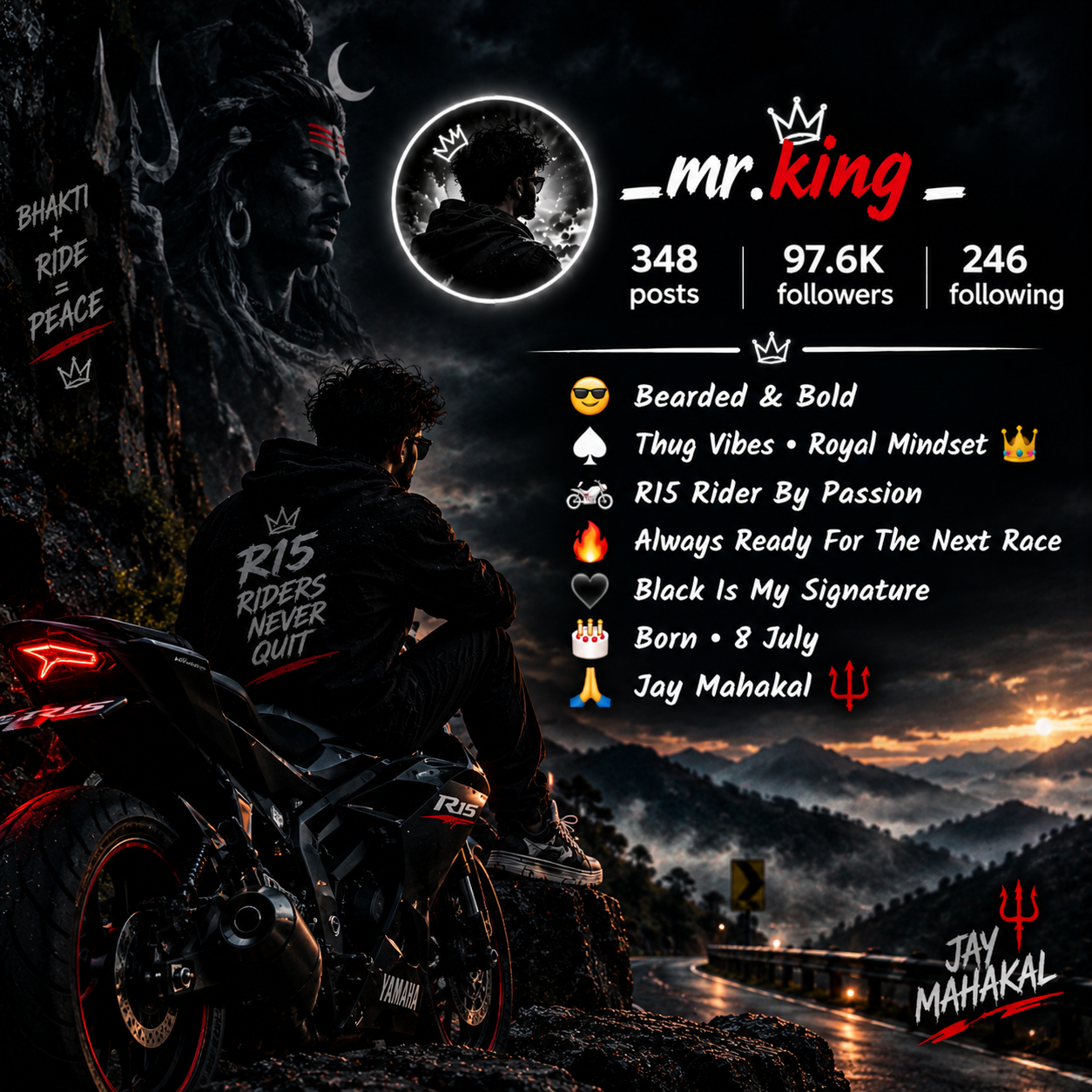 Bike riders instagram bio for boy