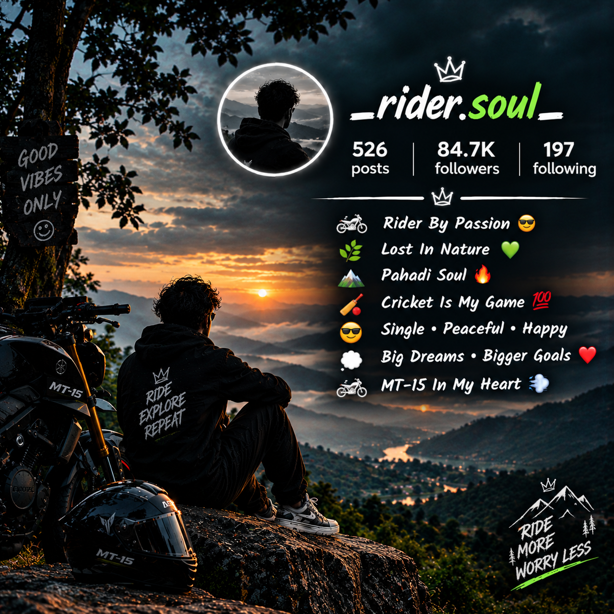 Bike riders instagram bio with emoji