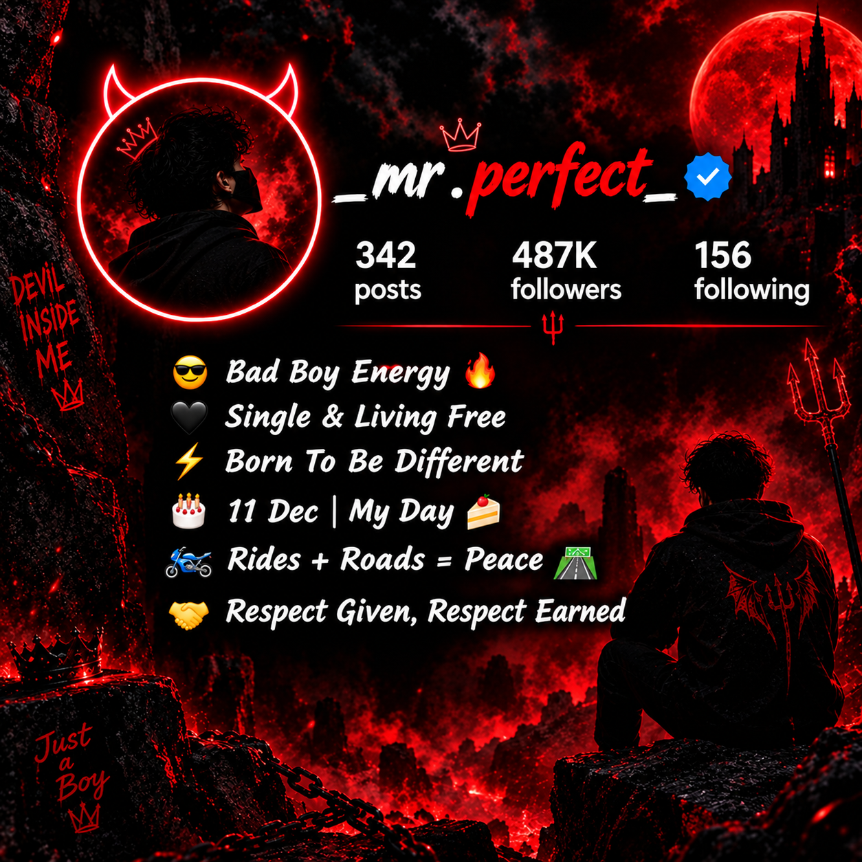 Cute devil bio for instagram